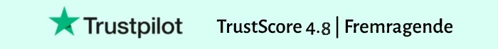 Trustpilot mobil banner 4.8 stjerner 2025